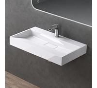 doporro Lavabo Suspendu avec Bonde Vasque à Poser Blanc 80x46x11cm Lave Mains Rectangulaire avec Perçage de Robinet Colossum19