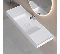 doporro Lavabo Suspendu Vasque à Poser Lave Mains Rectangulaire 120x46x12cm | Blanc Mat avec Bonde Incluse, avec Perçage de Robinet, pour Salle de Bain, Colossum630