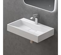 doporro Lavabo Suspendu avec Bonde Vasque à Poser Blanc Mat 50x38x11cm Lave Mains Rectangulaire avec Perçage de Robinet Colossum19