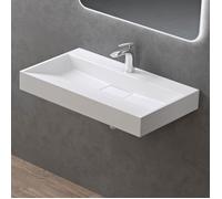 doporro Lavabo Suspendu avec Bonde Vasque à Poser Blanc Mat 70x46x11cm Lave Mains Rectangulaire avec Perçage de Robinet Colossum19