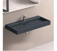 doporro Lavabo Suspendu avec Bonde Vasque à Poser Gris Noir Mat 100x46x11cm Lave Mains Rectangulaire avec Perçage de Robinet Colossum19
