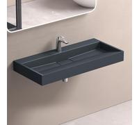 doporro Lavabo Suspendu avec Bonde Vasque à Poser Gris Noir Mat 100x46x11cm Lave Mains Rectangulaire avec Perçage de Robinet Colossum19