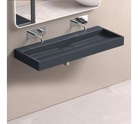 doporro Lavabo Suspendu avec Bonde Vasque à Poser Gris Noir Mat 120x46x11cm Lave Mains Rectangulaire sans Perçage de Robinet Colossum19