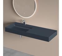 doporro Lavabo Suspendu avec Bonde Vasque à Poser Gris Noir Mat 120x46x12cm Lave Mains Rectangulaire avec Perçage de Robinet Colossum630