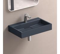 doporro Lavabo Suspendu avec Bonde Vasque à Poser Gris Noir Mat 60x38x11cm Lave Mains Rectangulaire avec Perçage de Robinet Colossum19
