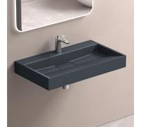 doporro Lavabo Suspendu avec Bonde Vasque à Poser Gris Noir Mat 80x46x11cm Lave Mains Rectangulaire avec Perçage de Robinet Colossum19