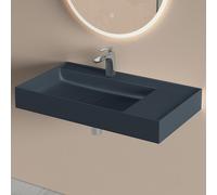 doporro Lavabo Suspendu avec Bonde Vasque à Poser Gris Noir Mat 80x46x12cm Lave Mains Rectangulaire avec Perçage de Robinet Colossum630