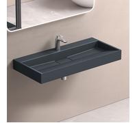 doporro Lavabo Suspendu avec Bonde Vasque à Poser Gris Noir Mat 90x46x11cm Lave Mains Rectangulaire avec Perçage de Robinet Colossum19