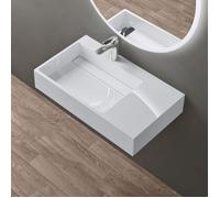 doporro Lavabo Suspendu Blanc 75cm Vasque à Poser Lave Mains Rectangulaire de Qualité pour Salle de Bain 75x43x14cm Colossum12-L