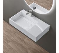 doporro Lavabo Suspendu Blanc 75cm Vasque à Poser Lave Mains Rectangulaire de Qualité pour Salle de Bain 75x43x14cm Colossum12-L