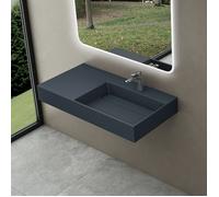 doporro Lavabo Suspendu Gris Noir Mat 100cm Vasque à Poser Lave Mains Rectangulaire de Qualité pour Salle de Bain 100x48x13cm Colossum12-R