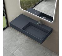 doporro Lavabo Suspendu Gris Noir Mat 100cm Vasque à Poser Lave Mains Rectangulaire de Qualité pour Salle de Bain 100x48x13cm Colossum12-R