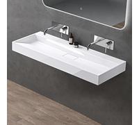 doporro Lavabo Suspendu Vasque à Poser Lave Mains Rectangulaire 120x46x11cm | Blanc avec Bonde Incluse, sans Perçage de Robinet, pour Salle de Bain, Colossum19