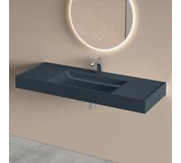 doporro Lavabo Suspendu avec Bonde Vasque à Poser Gris Noir Mat 120x46x12cm Lave Mains Rectangulaire avec Perçage de Robinet Colossum630