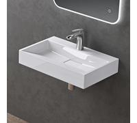 doporro Lavabo Suspendu avec Bonde Vasque à Poser Blanc 50x38x11cm Lave Mains Rectangulaire avec Perçage de Robinet Colossum19
