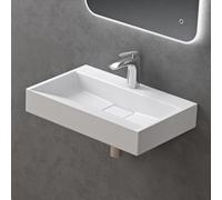 doporro Lavabo Suspendu avec Bonde Vasque à Poser Blanc Mat 60x38x11cm Lave Mains Rectangulaire avec Perçage de Robinet Colossum19