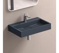 doporro Lavabo Suspendu avec Bonde Vasque à Poser Gris Noir Mat 60x38x11cm Lave Mains Rectangulaire avec Perçage de Robinet Colossum19