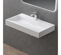 doporro Lavabo Suspendu avec Bonde Vasque à Poser Blanc Mat 70x46x11cm Lave Mains Rectangulaire avec Perçage de Robinet Colossum19