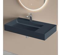 doporro Lavabo Suspendu avec Bonde Vasque à Poser Gris Noir Mat 80x46x12cm Lave Mains Rectangulaire avec Perçage de Robinet Colossum630