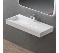 doporro Lavabo Suspendu avec Bonde Vasque à Poser Blanc Mat 90x46x11cm Lave Mains Rectangulaire avec Perçage de Robinet Colossum19