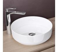 doporro Lavabo Vasque à Poser Blanc 31x31x11 cm Lave Mains Rond en Céramique Revêtement NANO Easy Clean Bruxelles203