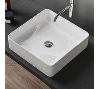 doporro Lavabo Vasque à Poser Blanc 40,5x40,5x11 cm Lave Mains Carré en Céramique Revêtement NANO Easy Clean Brüssel105