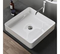 doporro Lavabo Vasque à Poser Blanc 50x35x11 cm Lave Mains Rectangulaire en Céramique Revêtement NANO Easy Clean Brüssel105