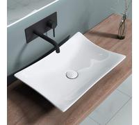 doporro Lavabo vasque à poser blanc 56,5cm lave main Bruxelles910 56,5x38x11cm