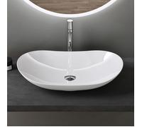 doporro Lavabo vasque à poser blanc 63cm lave main Bruxelles858 63x36,5x14cm