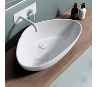 doporro Lavabo vasque à poser blanc 67cm lave main Bruxelles895 66,5x44x14cm