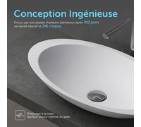 doporro Lavabo vasque à poser blanc mat 60cm lave main Colossum802 59,3x35,1x10,7cm