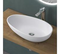 doporro Lavabo vasque à poser blanc mat 60cm lave main Colossum809 59,8x36x14cm