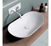 doporro Lavabo vasque à poser blanc mat 63cm lave main Bruxelles858 63x36,5x14cm