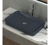 doporro Lavabo vasque à poser gris noir anthracite mat 60cm Colossum815 en fonte minérale solid surface 60x40x9cm