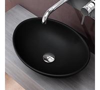 doporro Lavabo vasque à poser gris noir mat 42cm lave main en céramique Bruxelles205 42x34x14,5cm