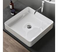 doporro Lavabo Vasque à Poser Lave-Mains Carré Blanc 40,5x40,5x11cm | Céramique, avec Revêtement NANO, pour Salle de Bain, Brüssel105