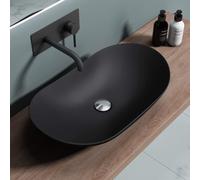 doporro Lavabo vasque à poser noir 63cm lave main Bruxelles858B 63x36,5x14cm