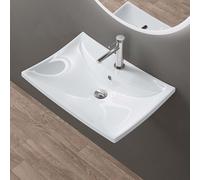 doporro Lavabo Vasque à Poser ou Monter au Mur 60,5x44x18cm Lave Mains Évier Suspendu Design Bruxelles709