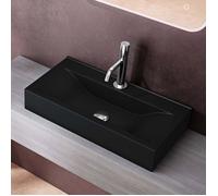 doporro Lavabo à Poser Noir Mat Vasque Suspendu en Céramique Lave Mains Rectangulaire de Qualité pour Salle de Bain 62x32x11cm Brüssel118