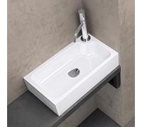 doporro Petit Lavabo Vasque à Poser Lave Mains Blanc Rectangulaire en Solid Surface évier 46x26x11 cm pour Toilettes invitées Colossum101