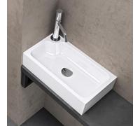 doporro Petit Lavabo Vasque à Poser Lave Mains Blanc Rectangulaire en Solid Surface évier 46x26x11 cm pour Toilettes invitées Colossum101