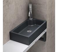 doporro Lavabo Vasque à Poser Petit Lave Mains Rectangulaire 46x26x11cm | Gris Noir Mat en Solid Surface, pour WC d'Invités, Colossum101
