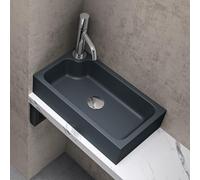 doporro Petit Lavabo Vasque à Poser Lave Mains Gris Noir Mat Rectangulaire en Solid Surface évier 46x26x11 cm pour Toilettes invitées Colossum101
