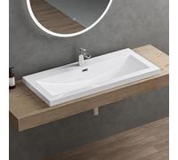 doporro Lavabo Vasque Blanc 100cm à Encastrer Colossum01 Fonte Minérale Solid Surface 100x48x13cm