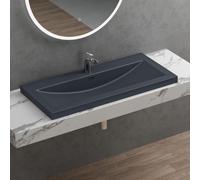 doporro Lavabo vasque gris noir mat 100cm à encastrer Colossum01 fonte minérale solid surface 100x48x13cm