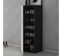doporro Meuble à Chaussures 45x120cm Armoire à Chaussures 6 Compartiments | Armoire à Chaussures, pour Entrée, Gris Noir Mat + Blanc Mat, Range-Chaussures02