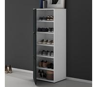doporro Meuble à Chaussures 45x120cm Armoire à Chaussures 6 Compartiments | Armoire à Chaussures, pour Entrée, Blanc Mat + Gris Noir Mat, Range-Chaussures02