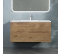 Sogood doporro Meuble de Salle de Bain Suspendu 100x48x50cm Ensemble de 2 Pièces Meuble avec Lavabo Solid Surface Design Aqualis
