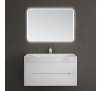 doporro Meuble de Salle de Bain Suspendu 100x48x56cm Ensemble de 3 Pièces