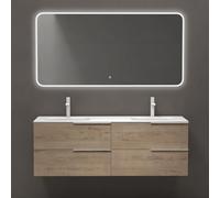 doporro Meuble de Salle de Bain Suspendu 144cm Ensemble de 2 Pièces